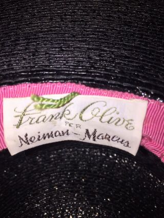 Vintage Frank Olive For Neiman Marcus Ladies Vintage Black Hat 19 1/2 " Wide Brim