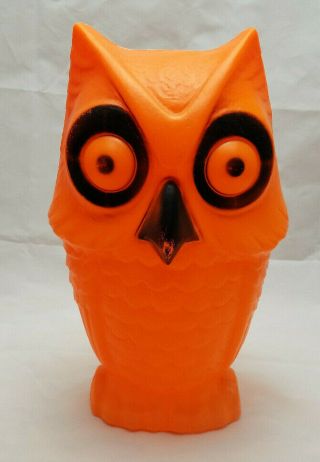 Vintage Owl Light - Up Blow Mold Halloween Tico Toys 1972 Orange 14 "