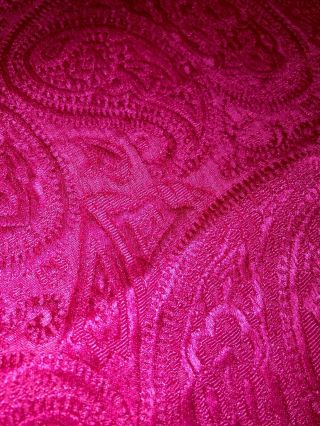 Vintage Couture Fabric Pink Fuchsia Wool Damask Tapestry 51 " Wide X 240 " Long