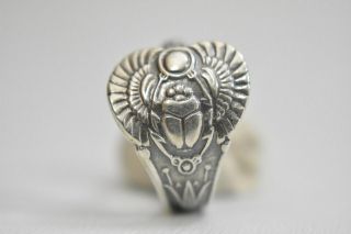 Scarab Spoon Ring Winged Beetle Band Sterling Silver Women Size 6.  25