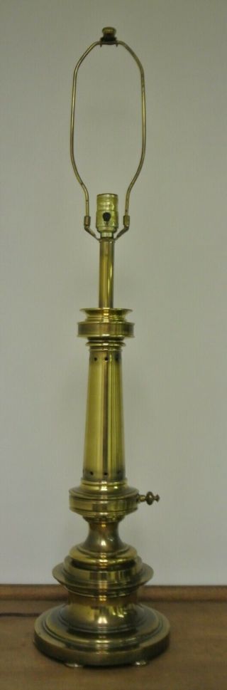 Vintage Stiffel Brass Table Lamp With 3 - Way Light Signed 36 " Tall To Finial