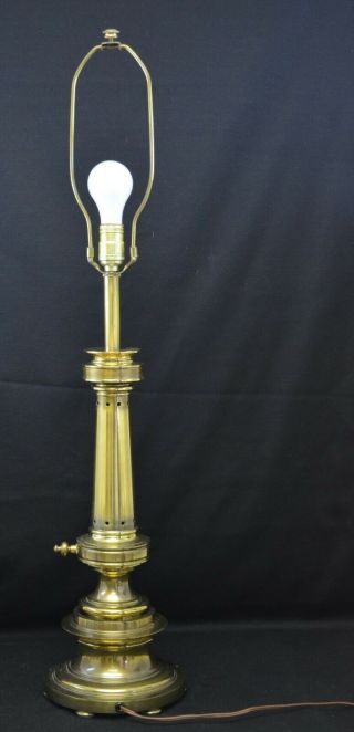 Vintage Stiffel Brass Table Lamp with 3 - Way Light Signed 36 