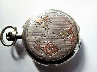 Antique,  Pocket Watch.  Silver And Gold - Plated Case.  Cylinder Movement.