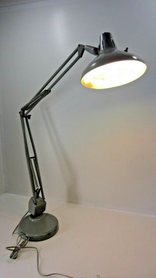 Vtg Amplex Mid Century Industrial Articulating Two Bulb Drafting Hobby Lamp