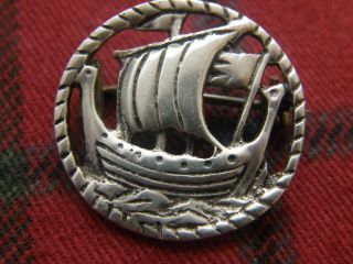 Silver Iona Viking Ship Brooch Pin - Iain Mccormick Alexander Ritchie Design