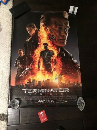 Arnold Schwarzenegger Rare Signed Terminator Genisys 27x40 D/s Poster Witnessed