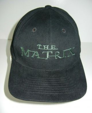 Vtg 90s 1999 The Matrix Black Neo Movie Film Snapback Hat Baseball Cap One Size