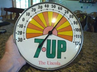 Vintage C.  1970 7 Up 7up Peter Max Soda Pop 12  Glass Metal Thermometer Sign - Nic