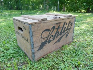 Vintage Antique Wooden Schlitz Beer Crate