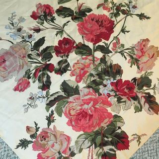 Ralph Lauren Vintage 100 Silk Scarf With Old Garden Roses
