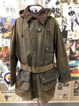 Vintage Barbour Solway Zipper Wax Jacket Cotton Coat Green Hunting Xl