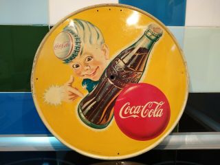 Coca Cola Tin Sign Sprite Boy 1947 Rare (clock)