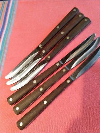Set Of 6 Vintage Cutco 47 Brown Handle Steak Table Knives