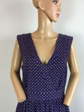 Vtg 70s Rare Laura Ashley made in Wales Country Purple Corduroy Jumper Dress L 3