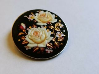 Japanese Vintage Toshikane Arita Porcelain Orchid Brooch Pendant