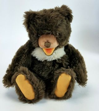 Antique Steiff Chocolate Brown Jointed Teddy Bear Plush