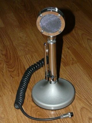 Vintage Amplified Astatic Lollipop Ham Radio Microphone D - 104 With Stand - 4 Pin