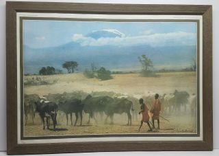 Rare Mirella Ricciardi Signed & Numbered Print - Vanishing Africa Cattle Drive?
