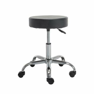 Round Seat Height Adjustable Roller Chair With Black Metal Frame