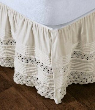 LL Bean Heirloom Crocheted Bed Skirt KING in Natural (creamy white) 100 cotton 8