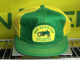 Vintage John Deere Patch Snapback Trucker Mesh Hat K - Products Usa Yellow Green