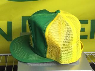 Vintage John Deere Patch SnapBack Trucker Mesh Hat K - Products USA Yellow Green 4