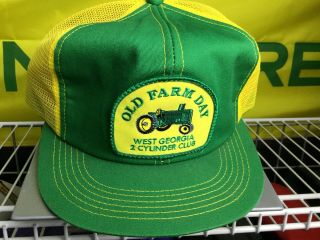 Vintage John Deere Patch SnapBack Trucker Mesh Hat K - Products USA Yellow Green 6