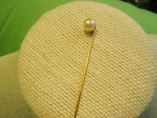 Stunning Vintage 14k Gold Stick Pin With Pearl