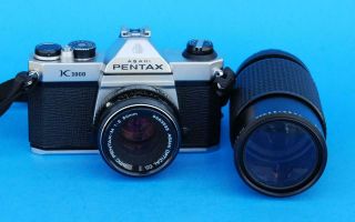 Vintage Asahi Pentax K1000 35mm Slr Camera W/50mm F/2 & Focal 80 - 200mm Zoom Lens