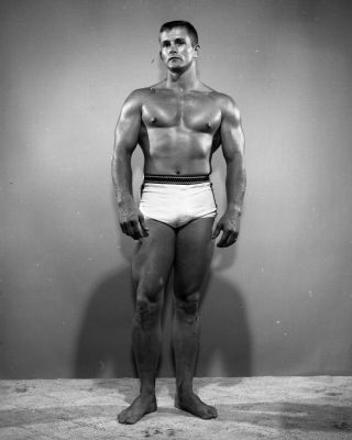 Vintage Negative: Bodybuilder Portrait Physique Shirtless Speedo 60 
