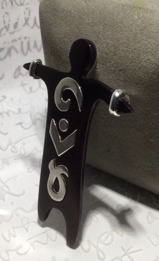 Zealandia Handmade 925 Sterling Black Horn Mythic Man Pin Pendant 17” Necklace