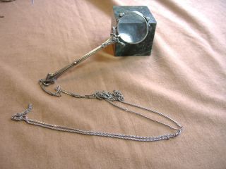 Antique Sterling Silver Lorgnette Folding Eye Glasses With 50 " Chain