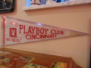 Vintage & Rare Cincinnati Red Playboy Club Pennant/ Dirty