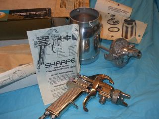 Vintage Sharpe Paint Spray Gun Model 75 Box & 450 Paint Cup 8 Tip
