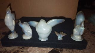 Vintage Set Of 5 Sabino Animals Squirrel,  2 Birds,  Rooster & Fish Made In France