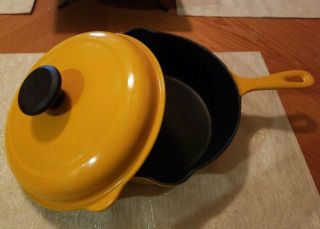 Vintage Le Creuset 2 Quart Sauce Pot 23 With Lid,  Yellow Cast Iron Enamel Vguc