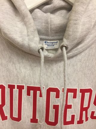 Vtg Champion Rutgers University Hoody Medium Reverse Weave Vintage Usa Retro