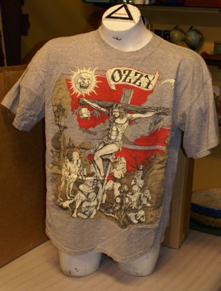 Vintage 90s Ozzy Osbourne Glow In The Dark Jesus Crucifixion Demons Crypt Shirt
