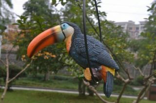 Vintage Resin Toucan Parrot Hanging Garden Decoration Animals Outdoor
