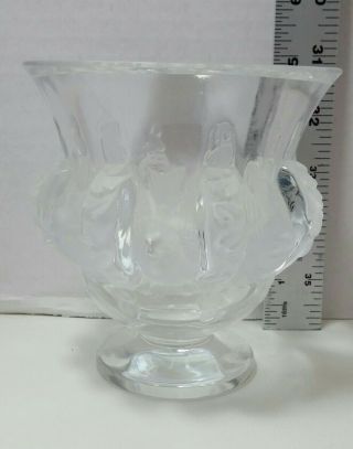 Vintage Signed Lalique France Dampierre Crystal Vase Bowl Birds & Vines