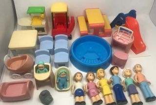 Vintage Little Tikes Doll House Furniture And Dolls