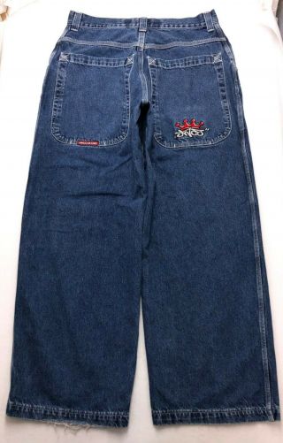 Q164 Vtg Jnco Crown Loose Baggy Wide Leg Jeans Tag Sz 34x32 (mea 32.  5x31)