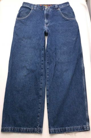 Q164 VTG JNCO CROWN Loose Baggy Wide Leg Jeans Tag sz 34x32 (Mea 32.  5x31) 3