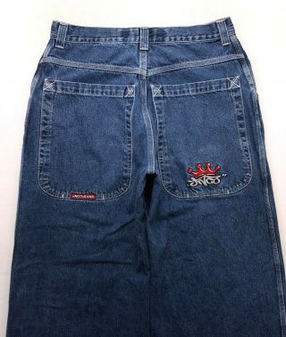 Q164 VTG JNCO CROWN Loose Baggy Wide Leg Jeans Tag sz 34x32 (Mea 32.  5x31) 5