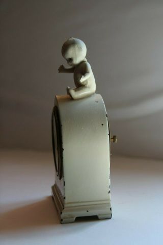 Rare Vintage Antique c.  1920 ' s/30 ' s Kewpie Doll Art Deco Metal Desk Clock USA 2