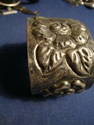 RARE VICTORIAN FLOWER STERLING SILVER OLD PAWN BIG CHUNKY BRACELET 2