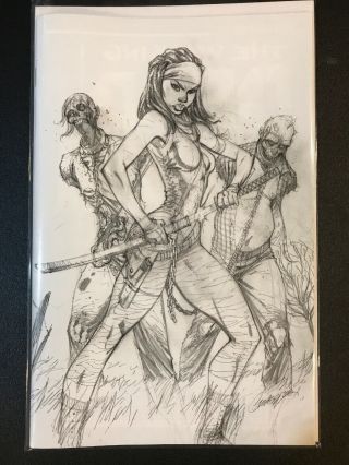 Walking Dead 19 15th Anniversary 1:100 Campbell Virgin Pencil Sketch Very Rare