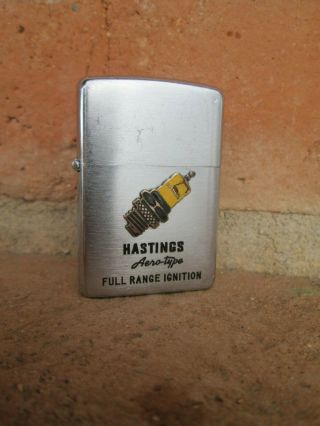 Hastings Aero - Type Full Range Ignition Advertising Vintage Zippo Lighter 1949 - 53