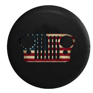 Vintage American Flag Jeep Grill Spare Jeep Wrangler Camper Suv Tire Cover