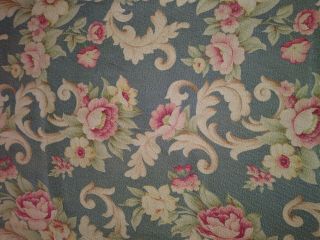 2 Vintage Barkcloth Fabric Yardage Drapery Panels Pink Floral